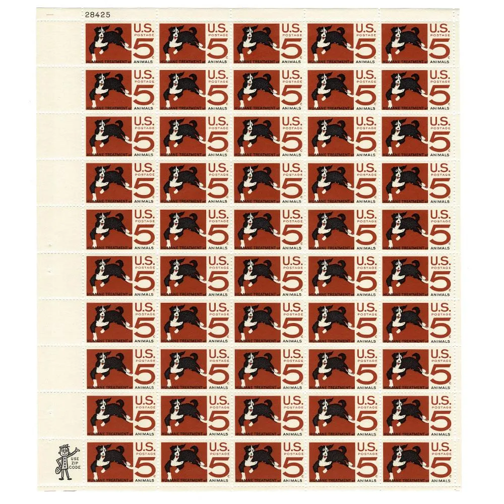 1966 5c Scott #1307 ASPCA Sheet (50) - MNH