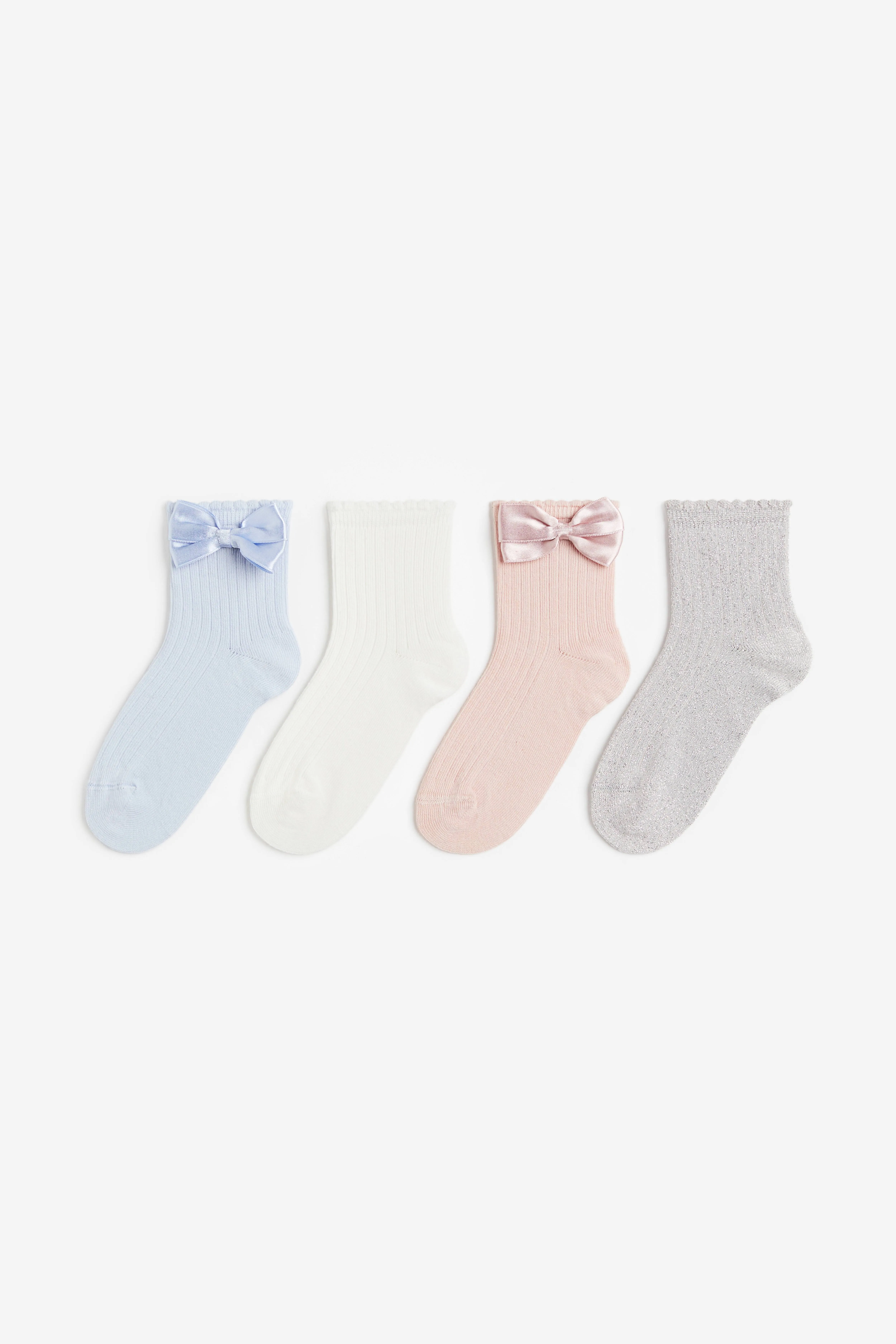 4-pack frill-trimmed socks - Light blue/Dusty pink - Kids | H&M GB