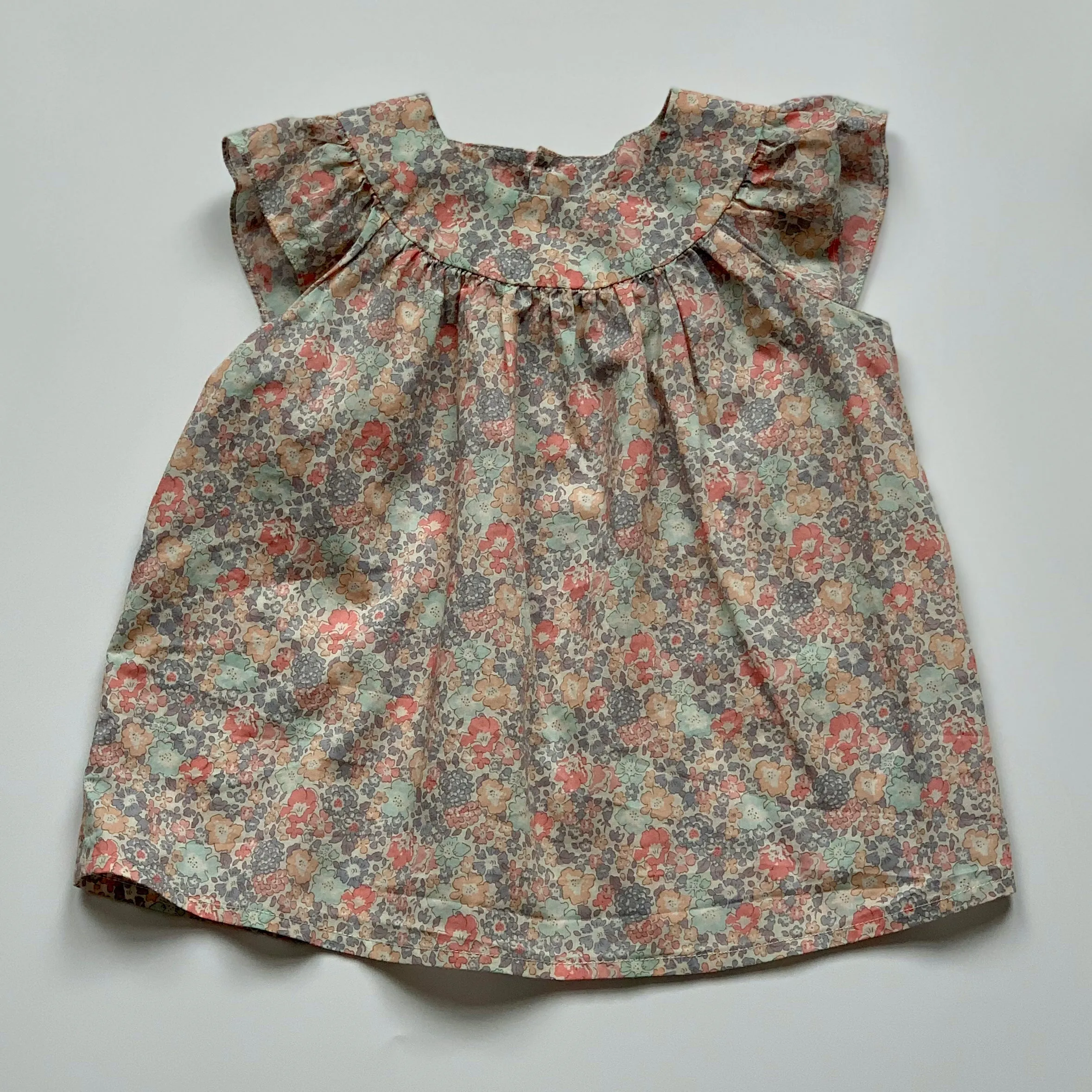 Bonpoint Pastel Liberty Print Short Sleeve Blouse: 3 Years
