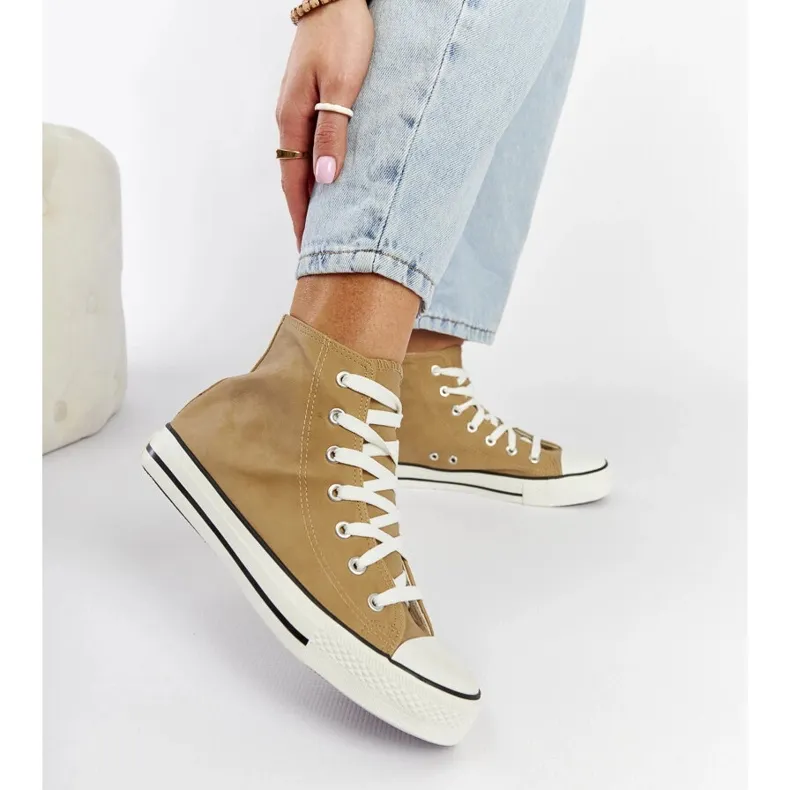 Brown high-top sneakers by Efren beige