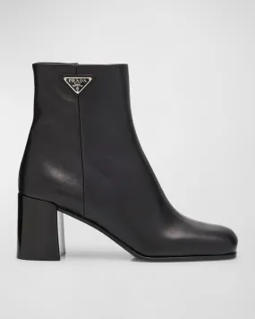 Calfskin Block-Heel Ankle Boots