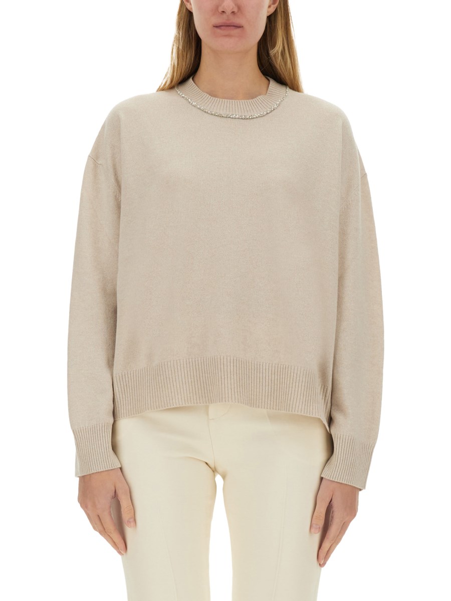 FABIANA FILIPPI      MAGLIA IN PLATINUM CON PAILLETTES