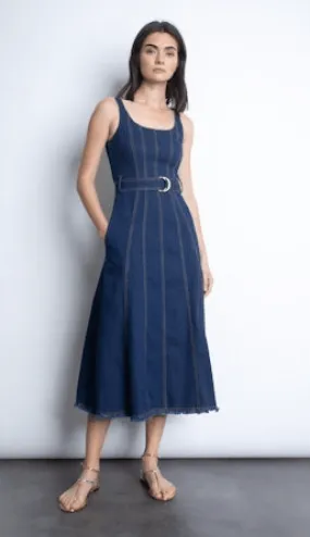Karina Grimaldi Denim Midi Dress in Blue