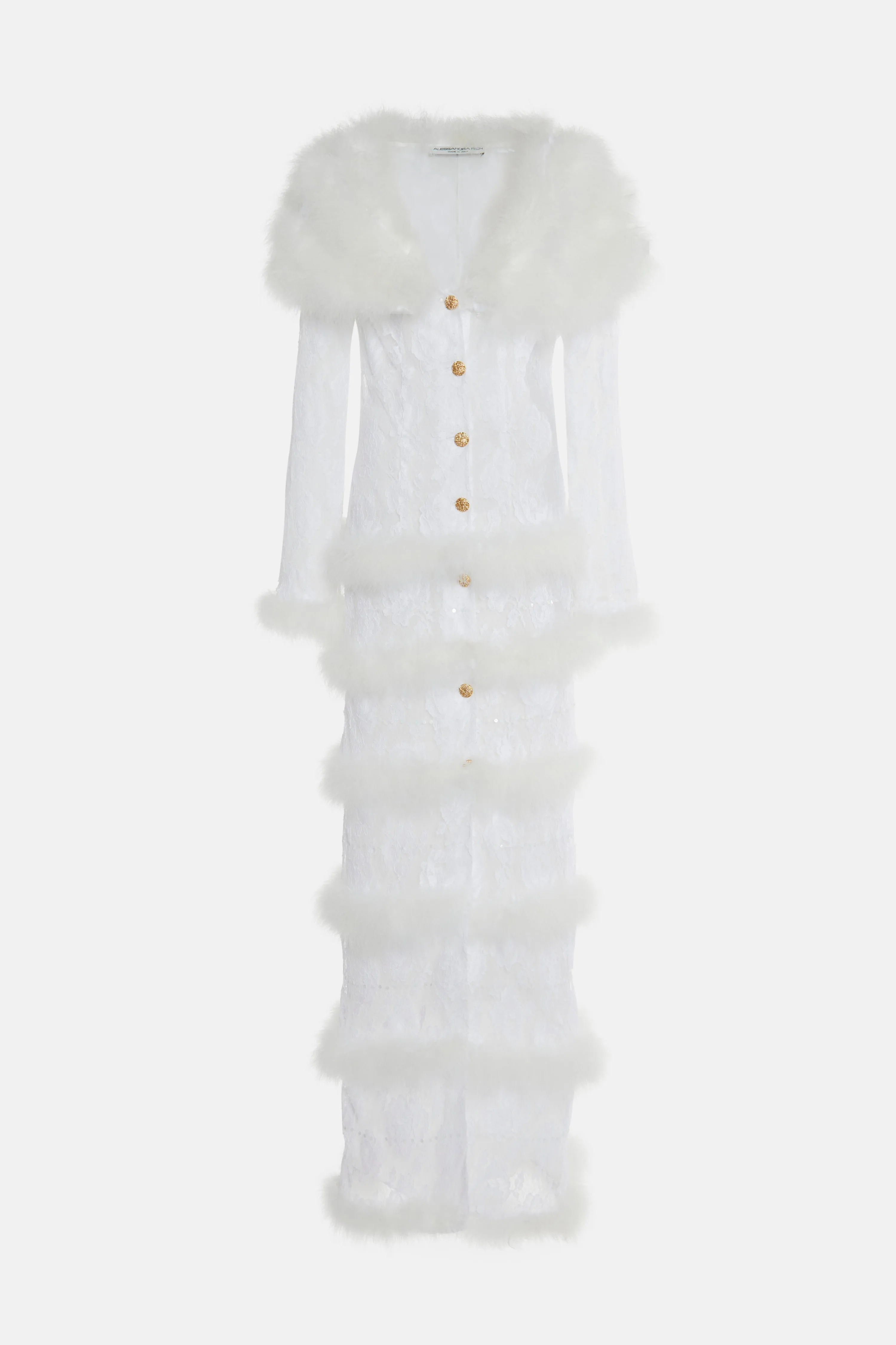 LACE COAT WITH FEATHERS