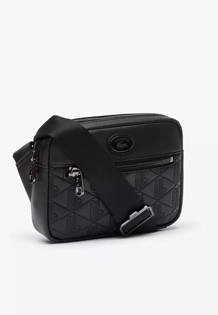 Lacoste Leather Monogram Print Shoulder Bag