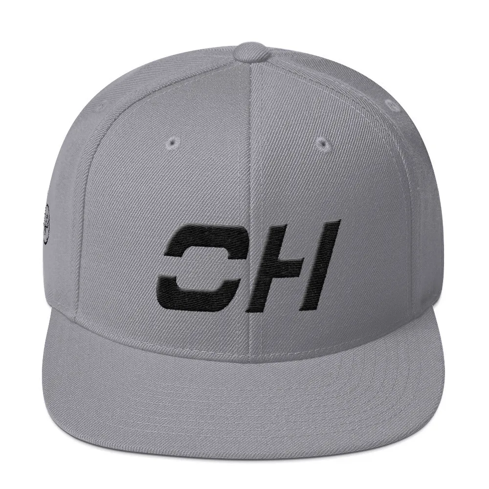 Ohio - Flat Brim Hat - Black Embroidery - OH - Many Hat Color Options Available
