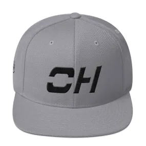 Ohio - Flat Brim Hat - Black Embroidery - OH - Many Hat Color Options Available