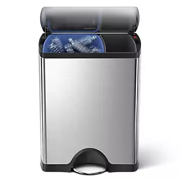 simplehuman 46L Brushed Stainless Steel Rectangular Pedal Bin | Kaleidoscope