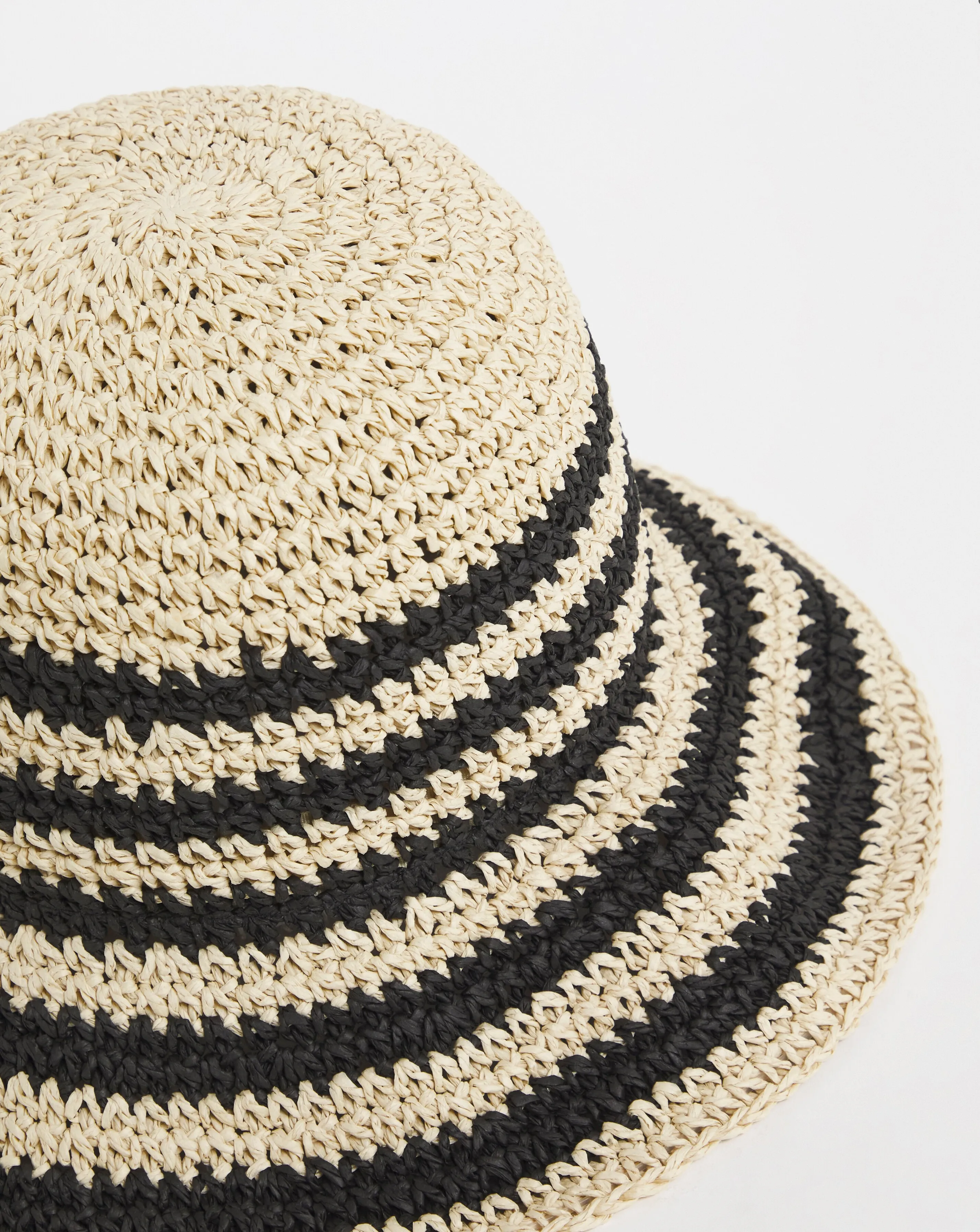 Stripe Crochet Straw Hat
