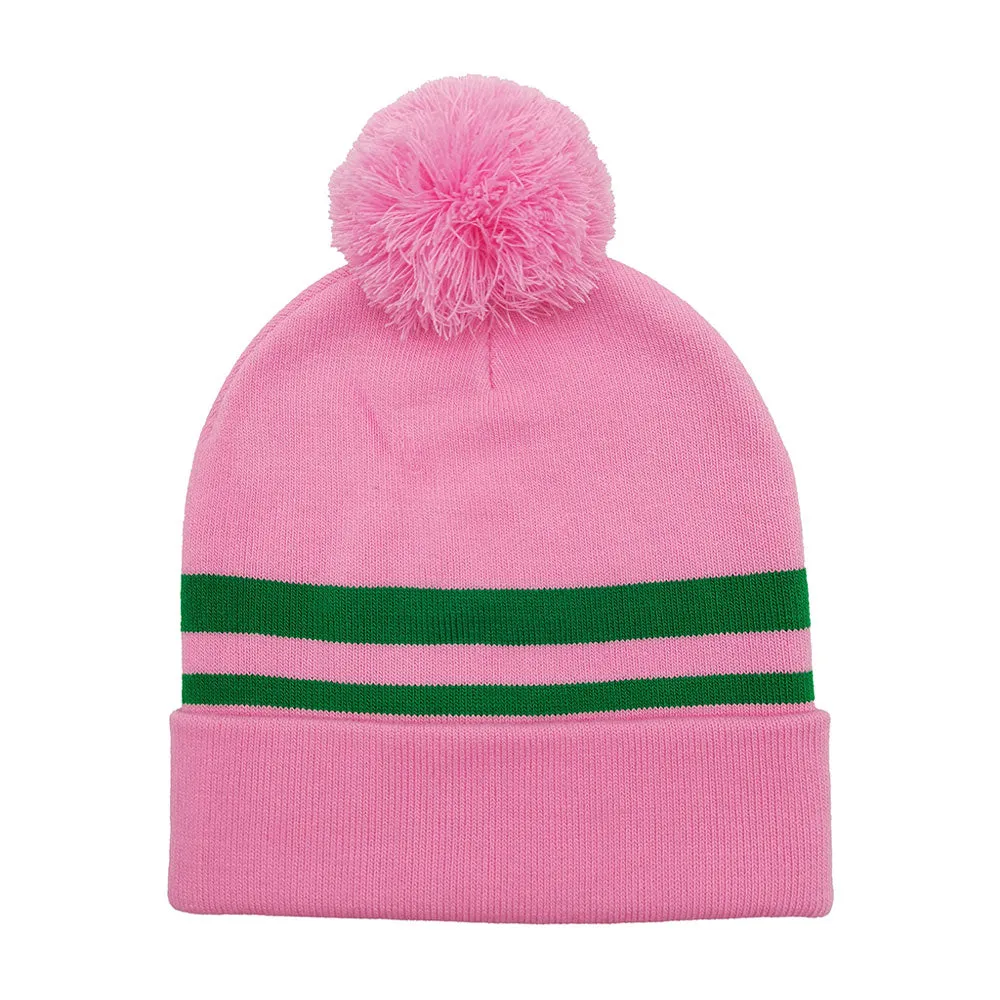 Striped Pom Pom Hat