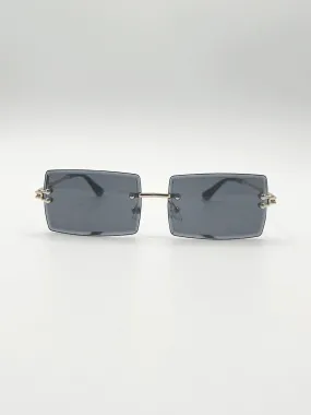 Sunglasses | Frameless Square Sunglasses in Black | SVNX