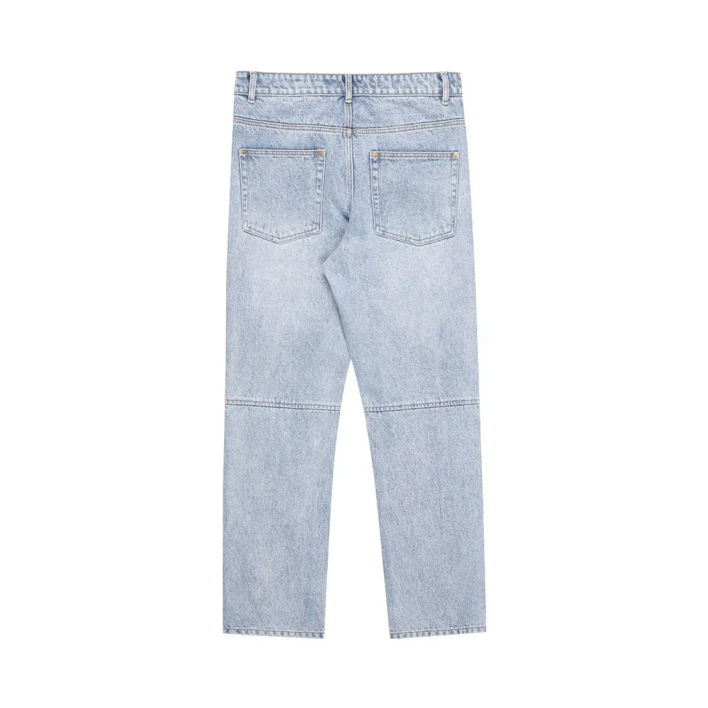 Washed Zipper Jeans