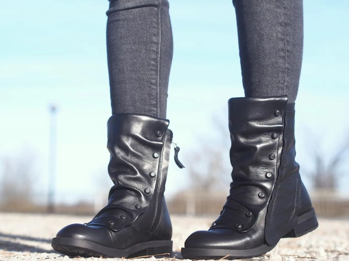 Women genuine leather boots/Black genuine leather boots/woman leather boots/black winter boots/leather boots women