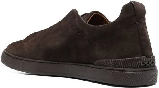 Zegna Slip-on triple stitch sneakers Brown